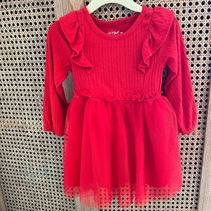 Cat & Jack Red Long-Sleeve Tulle Skater Dress
